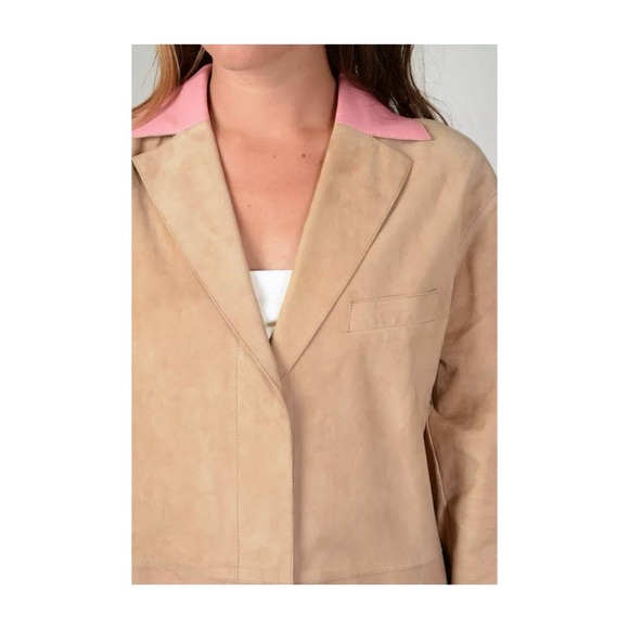 🆕 DROMe Lambskin Leather Trench in Camel/Pink — Made In Italy - Showroom sample - Picture 8 of 9